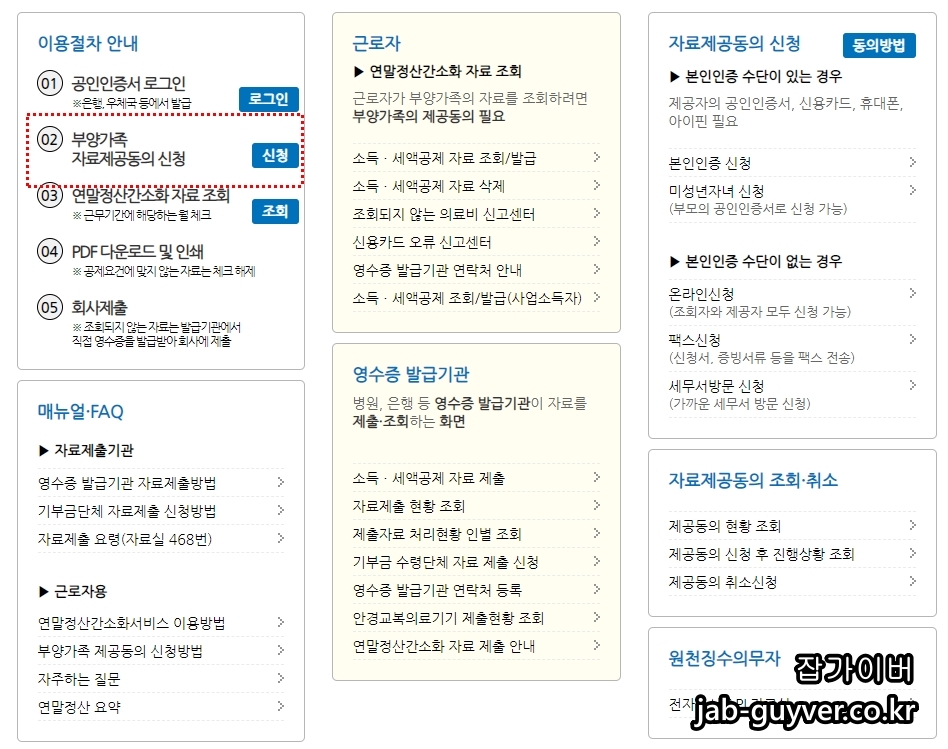 국세청 홈택스 부양가족 자동제공 동의 화면 캡처