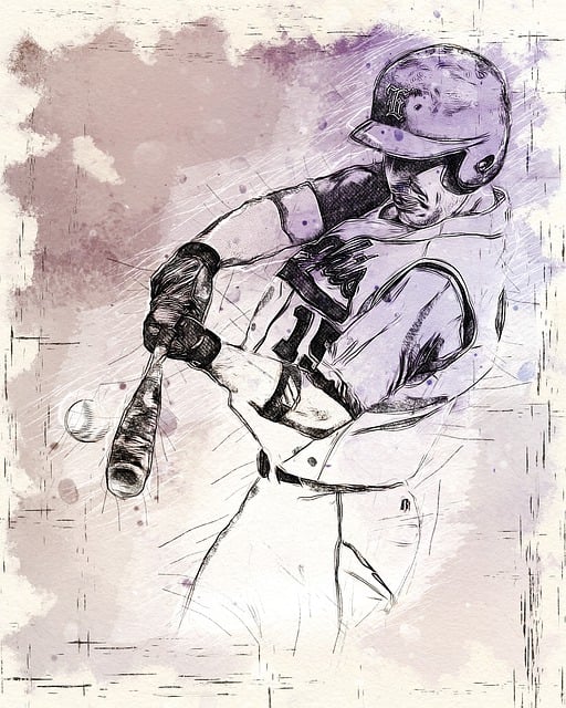 배트를 휘두르는 타자의 역동적인 스윙 순간을 묘사한 세밀한 스케치 스타일의 이미지. 타자의 근육 움직임과 공이 배트에 맞는 찰나를 포착하여 타고난 신체적 재능과 폭발적인 에너지를 시각화함.