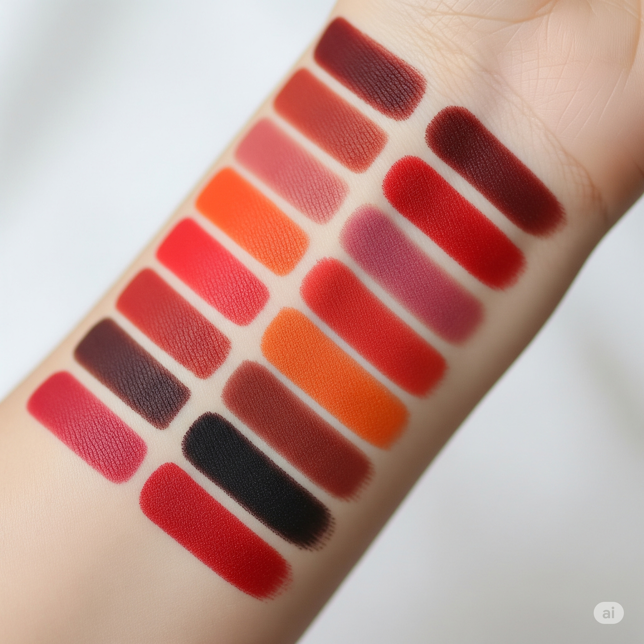 다양한 컬러의 에뛰드 포근픽싱틴트를 손등에 발색한 이미지와 입술 발색 예시