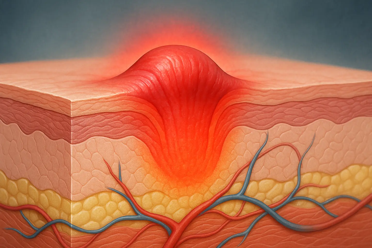 흉터의 피부 단면