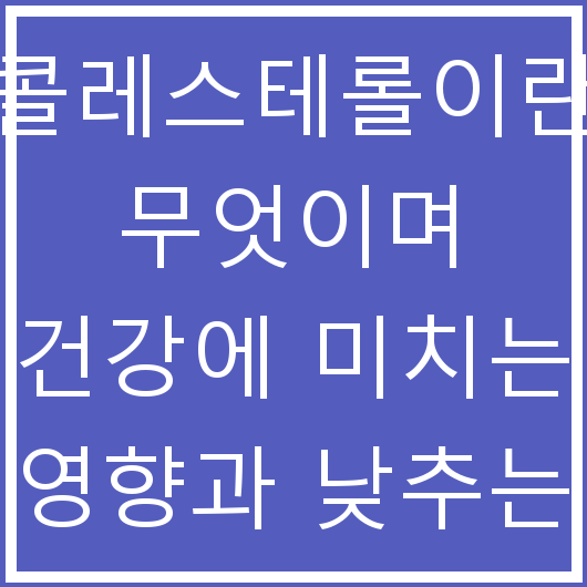 콜레스테롤이란 무엇이며 건강에 미치는 영향과 낮추는 음식
