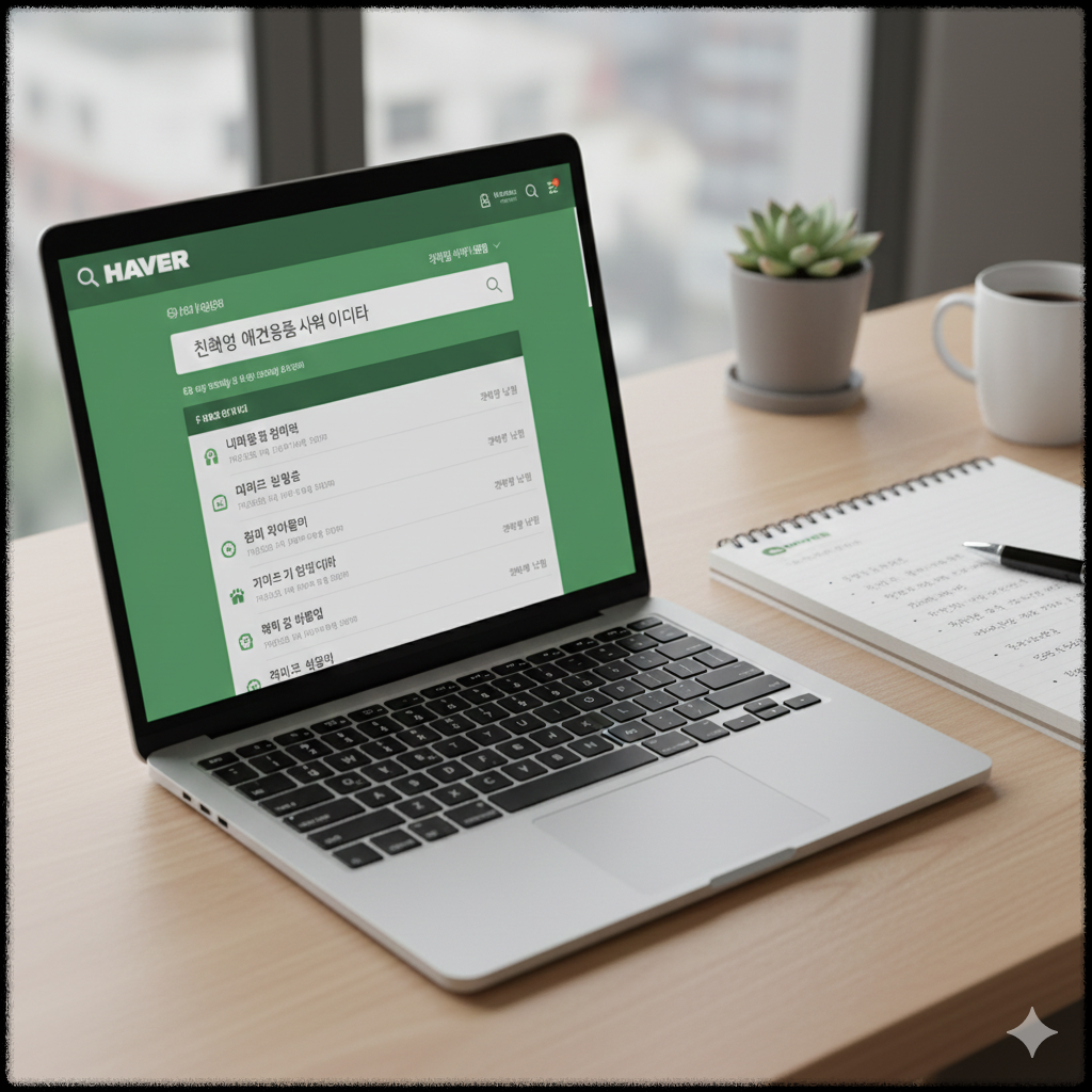 검색 수요가 거의 없는 부업 아이디어를 확인하는 모습