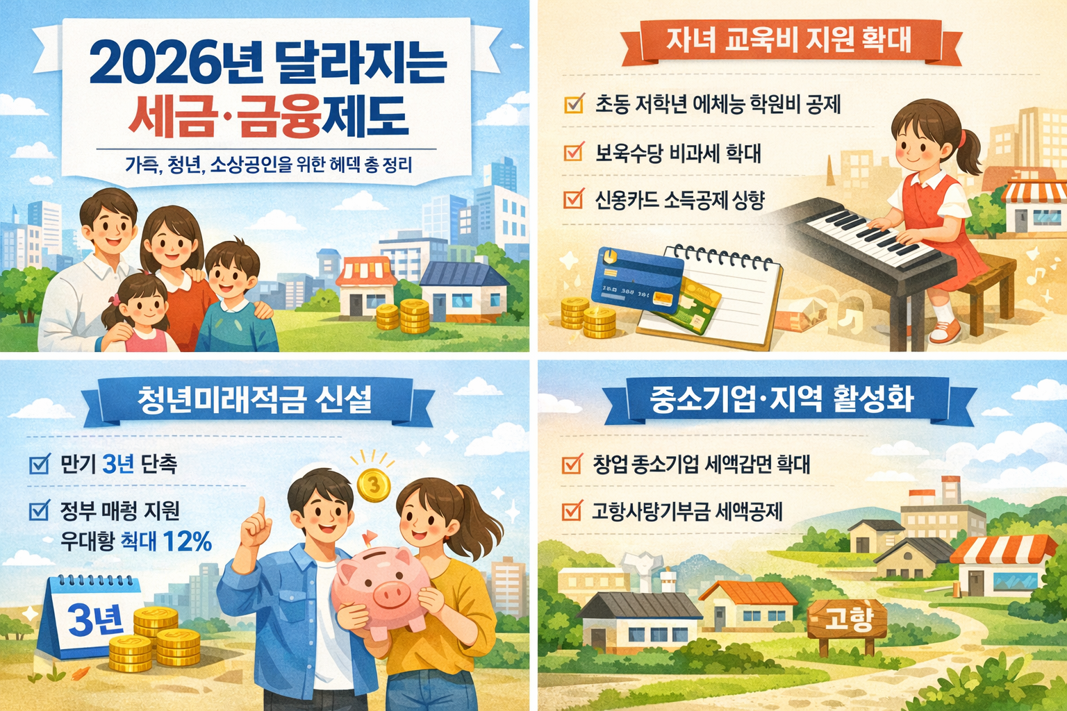 2026년 달라지는 세금&middot;금융 제도 정책 요약 인포그래픽