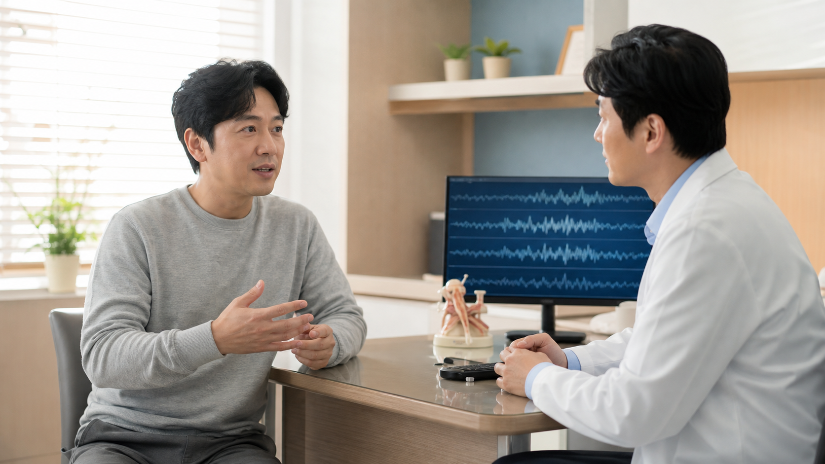 수면 상태를 상담하는 장면