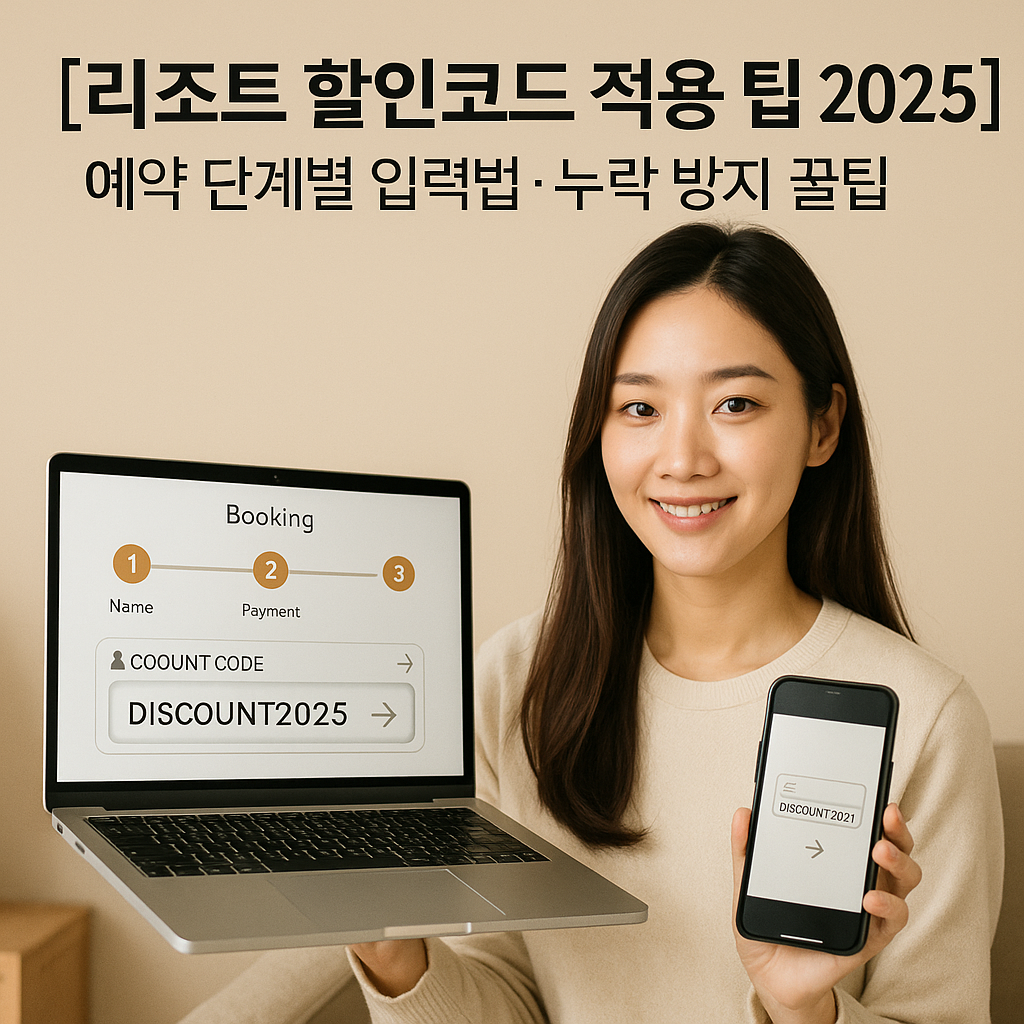 리조트 할인코드 적용 팁 2025 | 예약 단계별 입력법·누락 방지 꿀팁