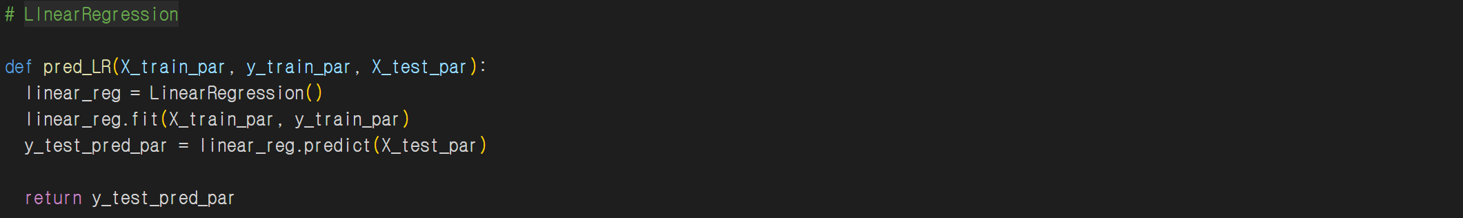 LinearRegression 실행 화면