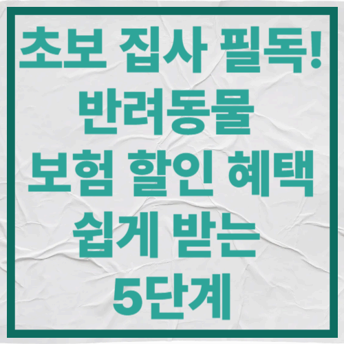 초보 집사 필독!
반려동물 보험 할인 혜택 쉽게 받는 5단계
