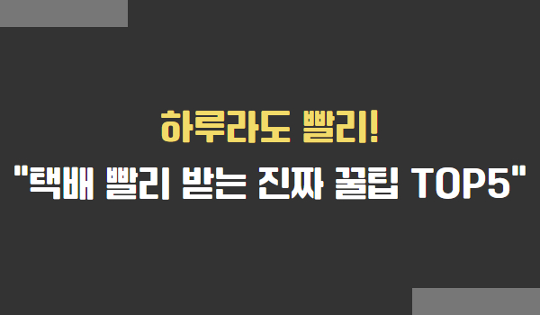 택배 빨리 받는 방법