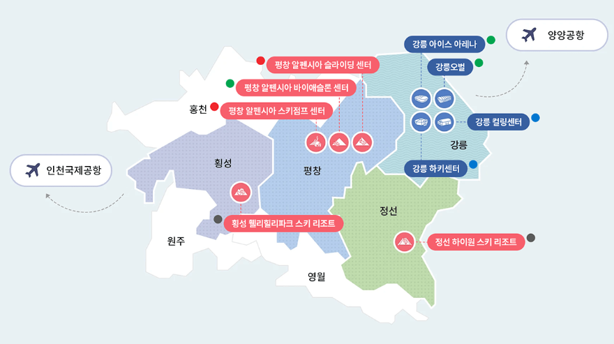 주요 경기장 위치