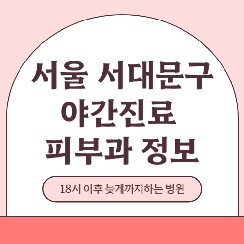 서울 서대문구 야간진료 피부과 병원 (18시 이후 늦게까지하는 병원)