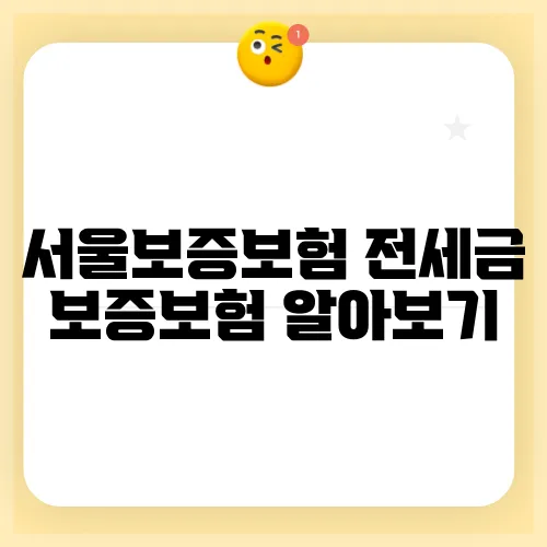 서울보증보험 전세금 보증보험 알아보기