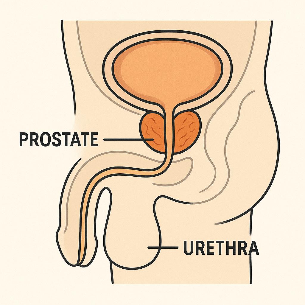 전립선(Prostate)의 위치 만화체 그림