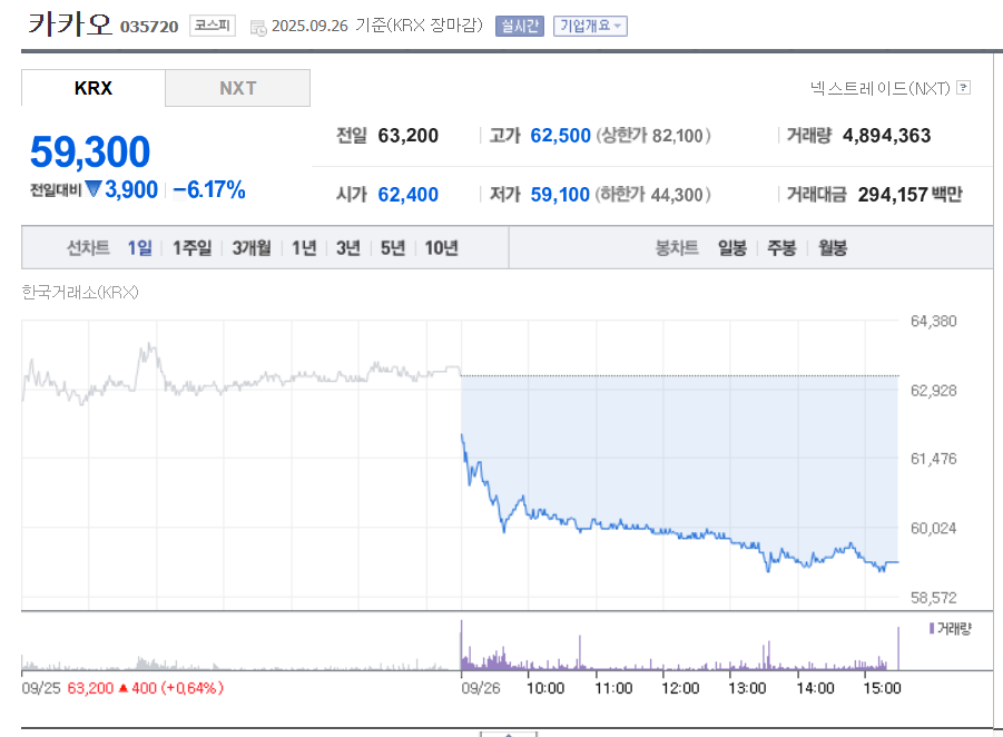 카카오 주가 그래프