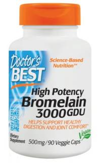 닥터스베스트 하이 포텐시 브로멜라인 3000GDU 500mg 베지 캡 글루텐 프리 비건, 90정, 1개