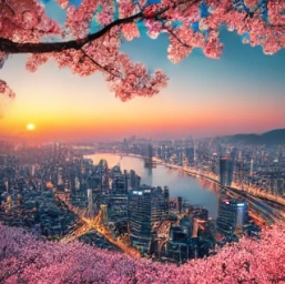 도시의 산에서 바라본 도심