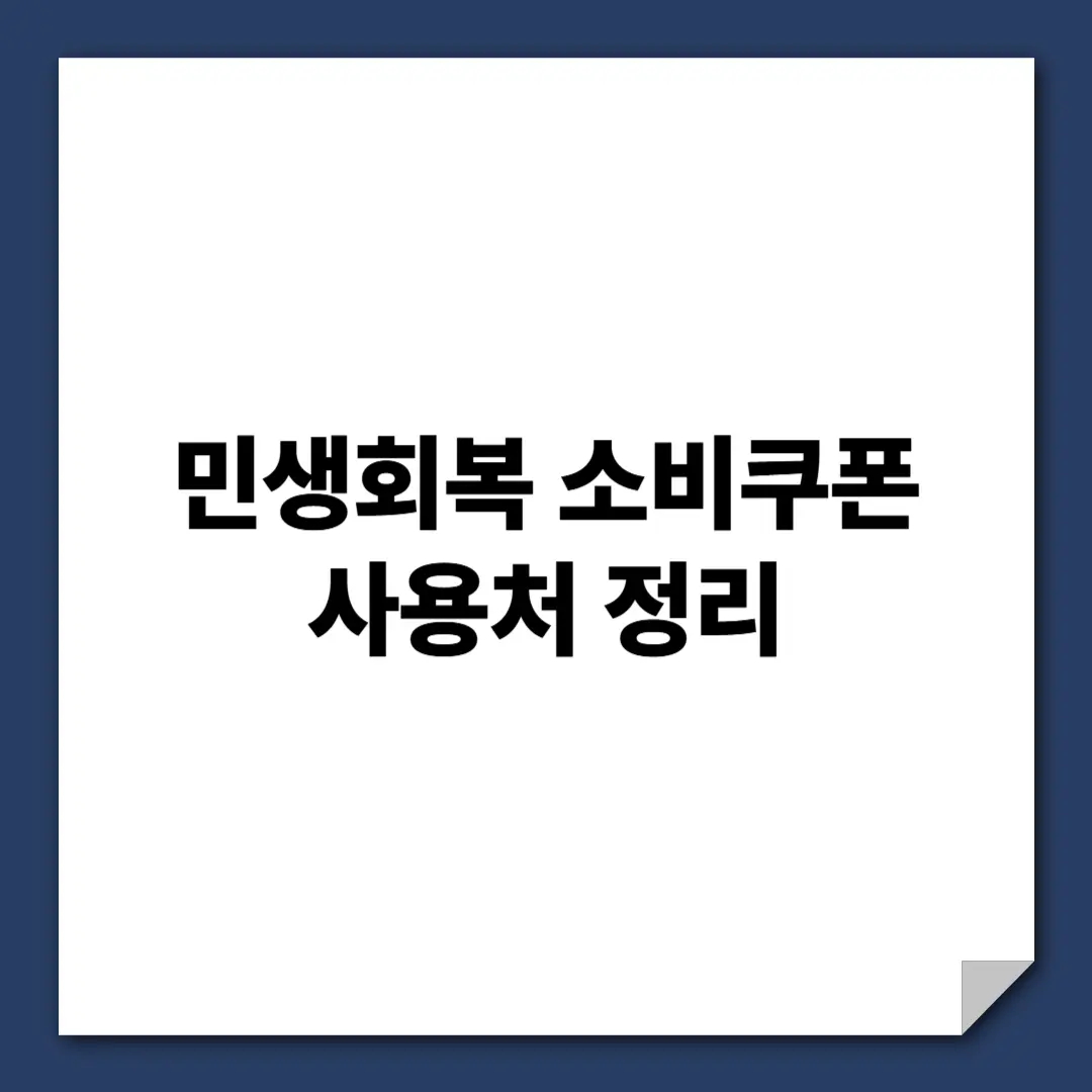 민생회복 소비쿠폰 사용처
