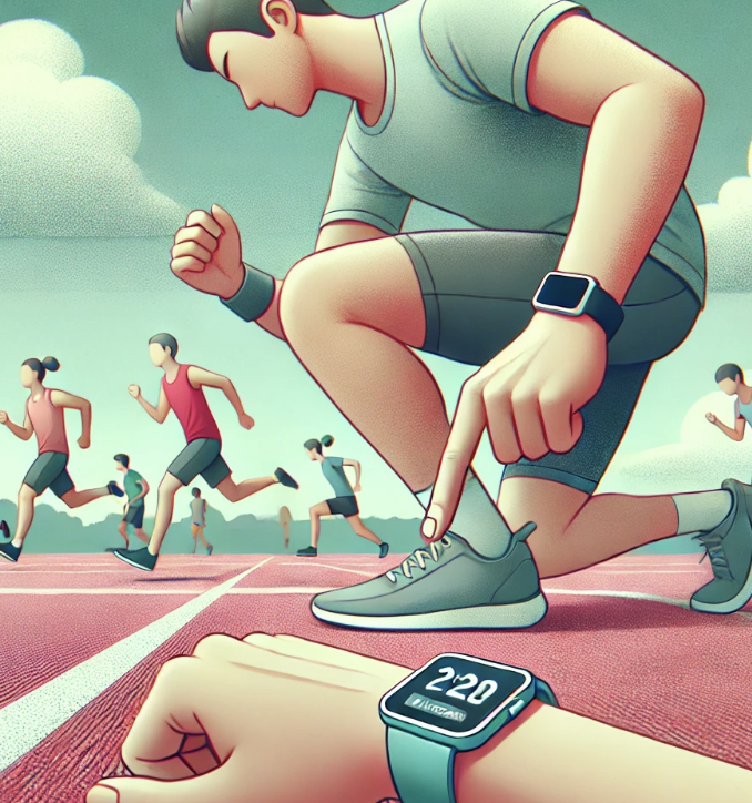 달리기 준비를 하고 있는 남성