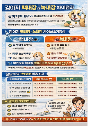 “강아지 눈 뿌옇게,하얗게 변하고, 비비고 벽에 문에 부딪친다면, 모르고 방치하면 실명합니다. (강아지 백내장 녹내장 완벽가이드)”