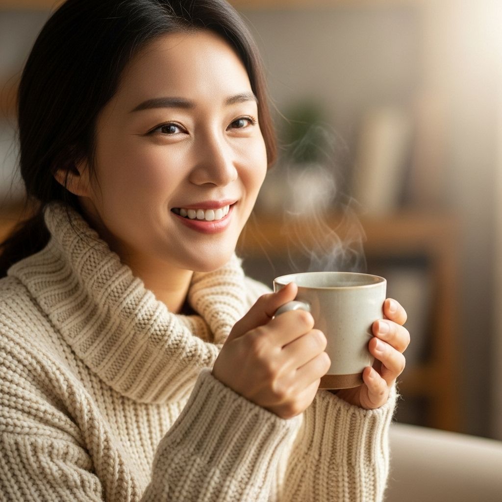 서울윈터페스타 청계천&amp;#44; 커피를 마시고 있는 여성