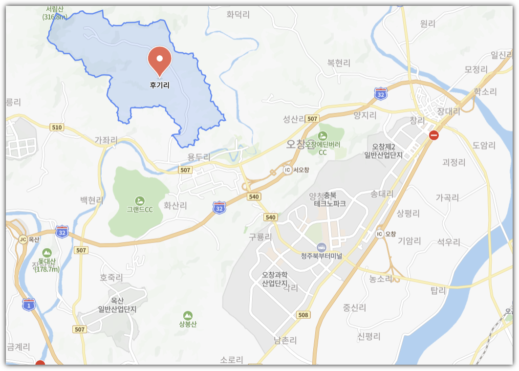 청주시 오창읍 후기리, 방사광 가속기 건설 위치