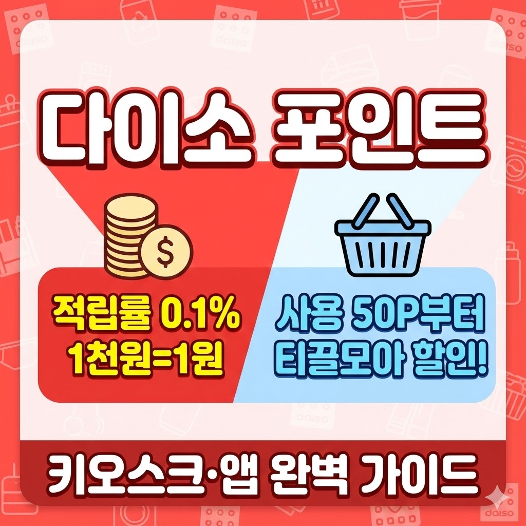 2025 다이소 포인트 적립률(0.1%) 및 50포인트부터 사용하는 방법, 영수증 추후 적립 꿀팁 안내 썸네일