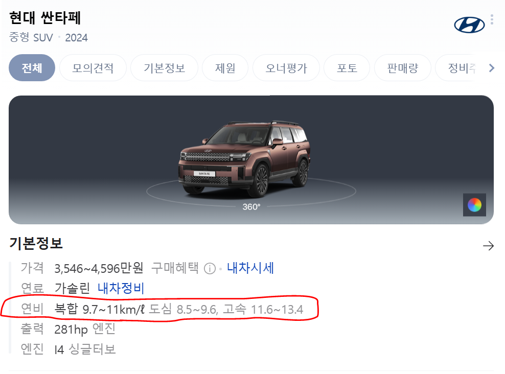 2024-산타페-연비