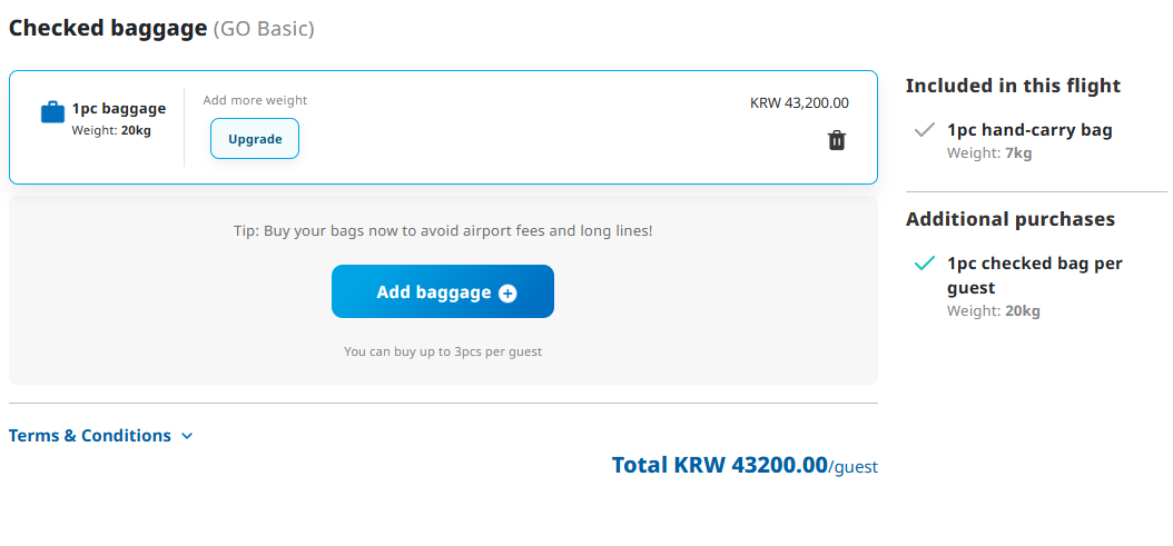 세부퍼시픽 cebu pacific 수하물 수화물 20kg 추가 비용 금액