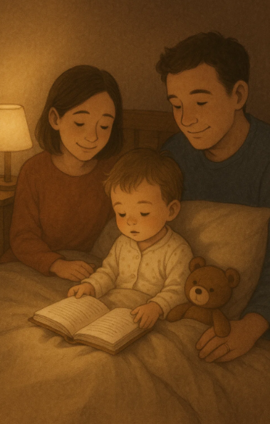 수면 루틴을 지키며 밤잠 준비를 하는 세 돌 아기의 모습