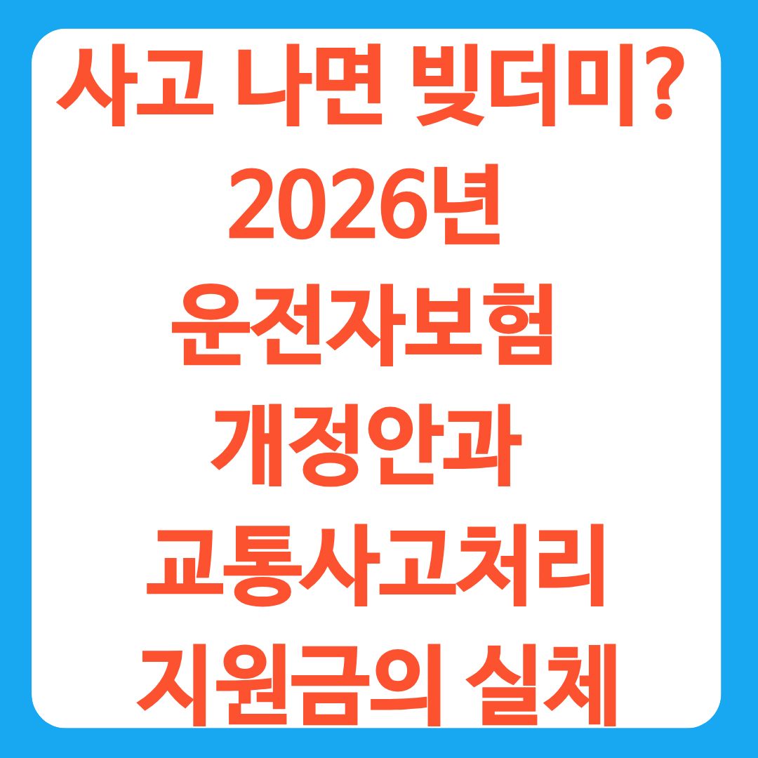 사고 나면 빚더미 2026년 운전자보험 개정안과 교통사고처리지원금의 실체