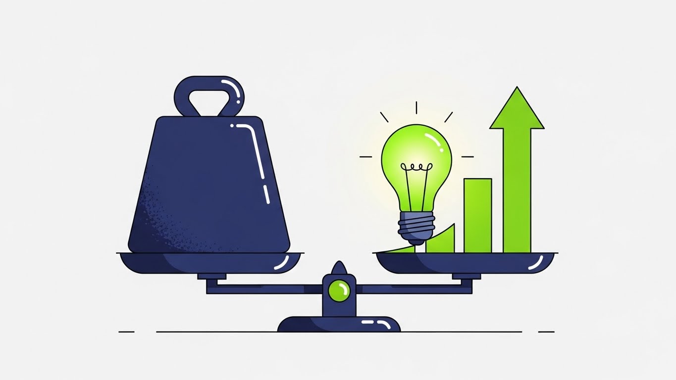 금리 하락기에 성장이 가속화되는 혁신 기술주와 자산 가치의 상승을 시각화한 그래픽 일러스트