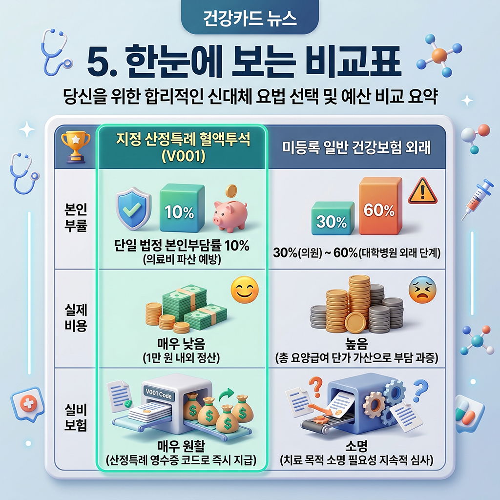 나에게 맞는 합리적인 신대체요법 선택과 예산 대조 요약