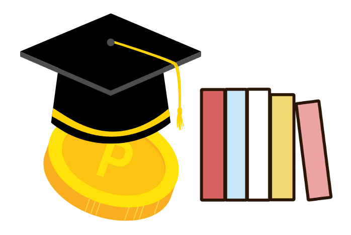 2025 국가장학금 신청기간 신청대상 및 방법과 관련한 국가장학금을 표현한 학사모와 책, 돈 그림