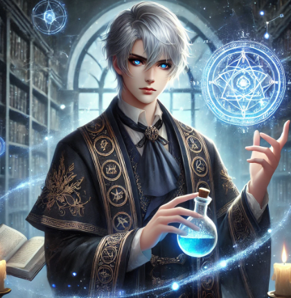 네이버 시리즈 웹소설 <약먹는 천재마법사> 주인공 이미지