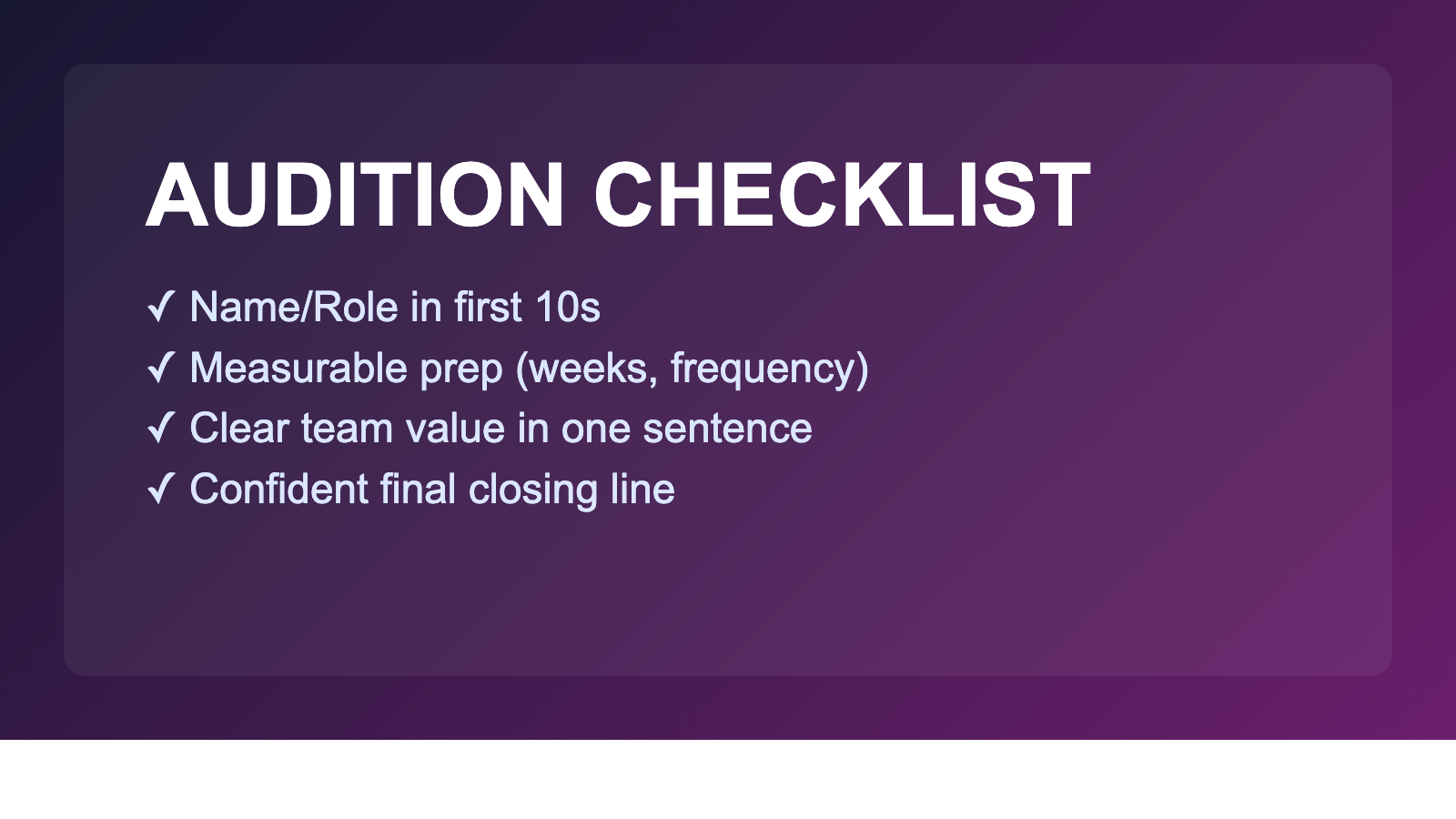 K-pop audition self-introduction checklist