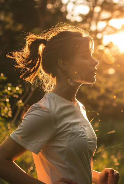 아침에 조깅을 하고 있는 여성 사진