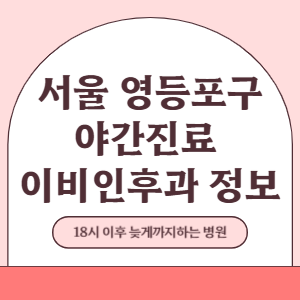 서울 영등포구 야간진료 이비인후과 병원 (18시 이후 늦게까지하는 병원)
