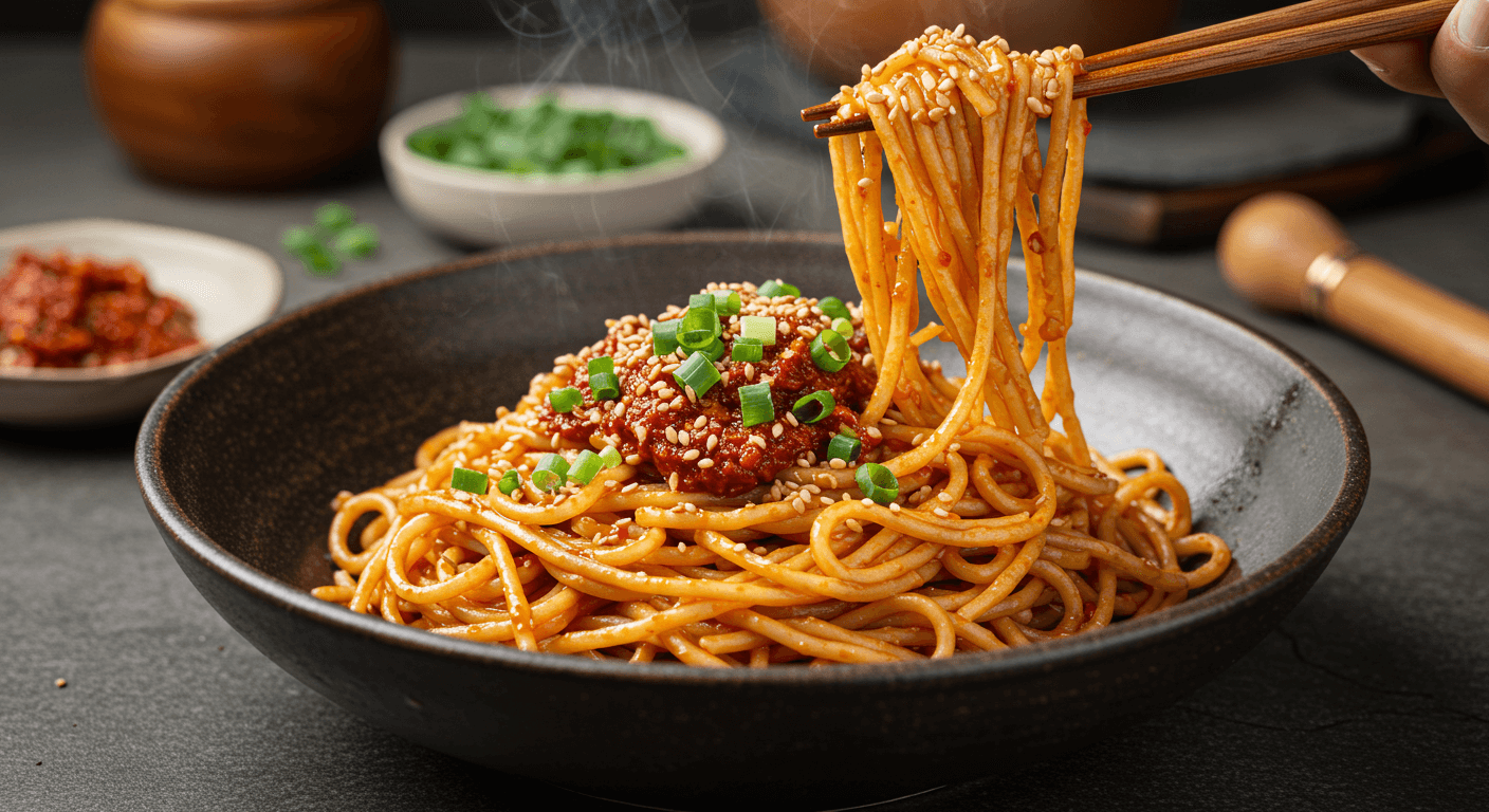 비빔국수 맛있게 비벼서 한 젓가락