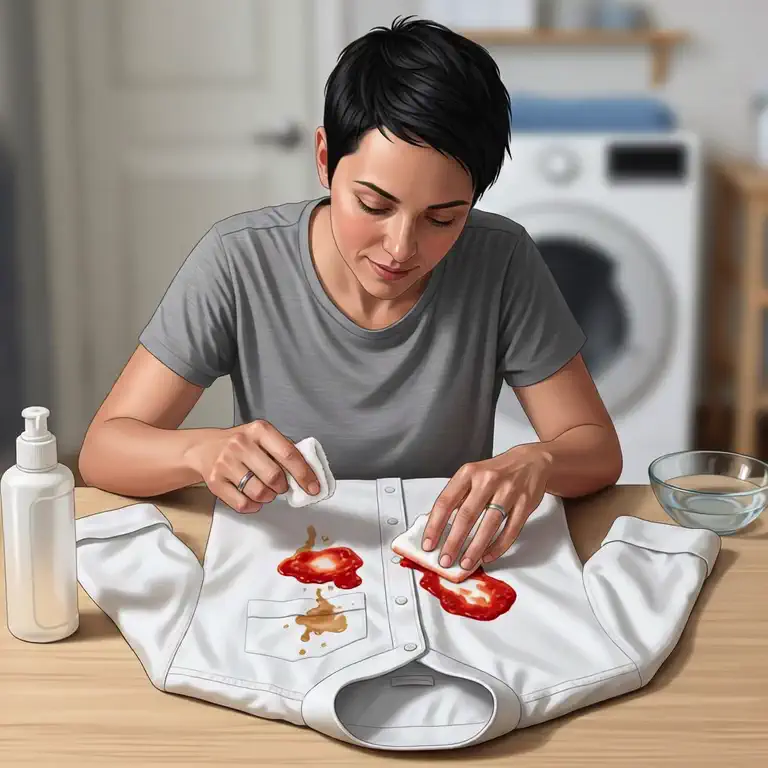 얼룩 묻은 옷 확인