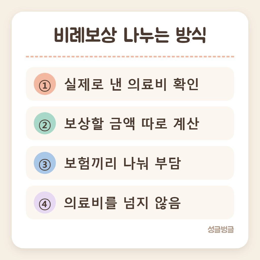 비례보상이 나뉘는 방식을 정리한 카드