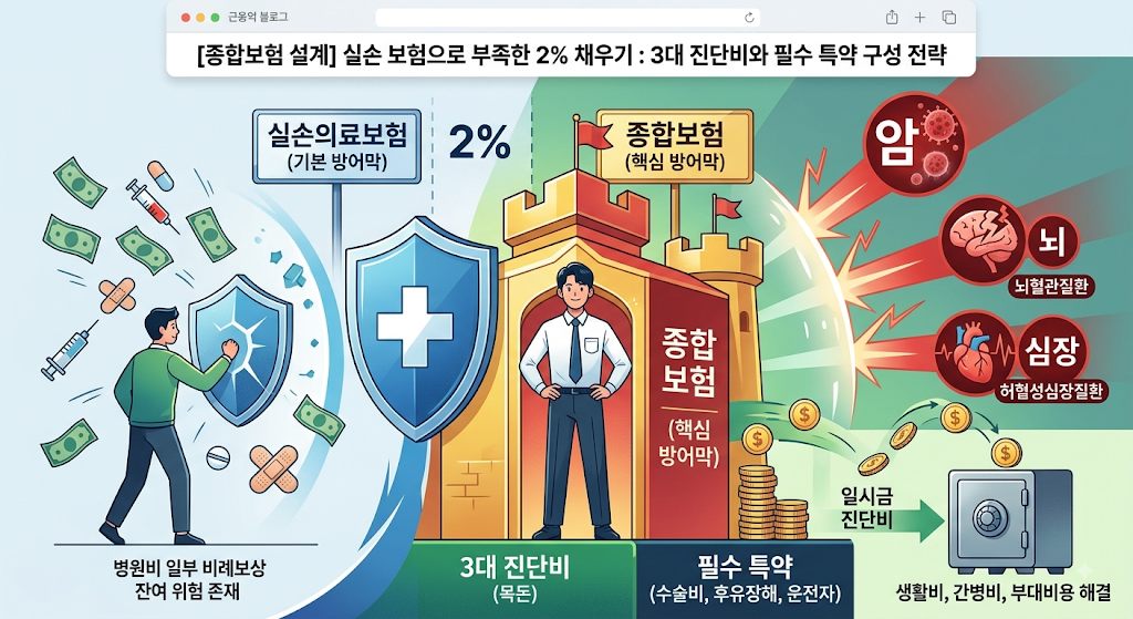 실손 보험으로 부족한 2% 채우기: 3대 진단비와 필수 특약 구성 전략