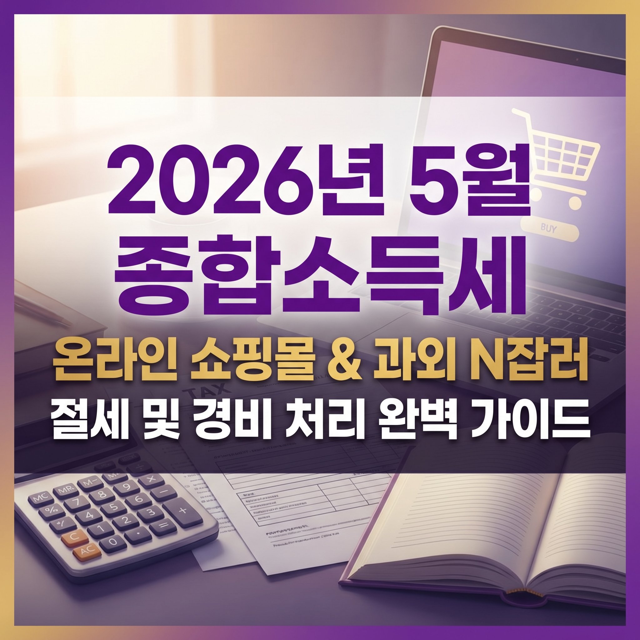 2026년 5월 종합소득세 신고 온라인 쇼핑몰 과외 등 투잡 N잡러 절세 및 비용 처리 간편장부 3.3% 환급 완벽 가이드 썸네일