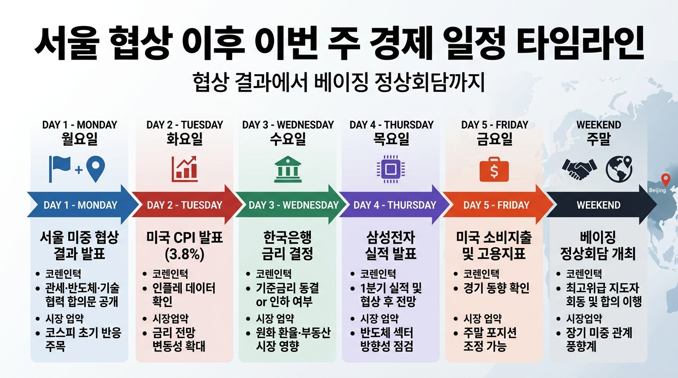 서울 협상 이후 이번 주 경제 일정 타임라인