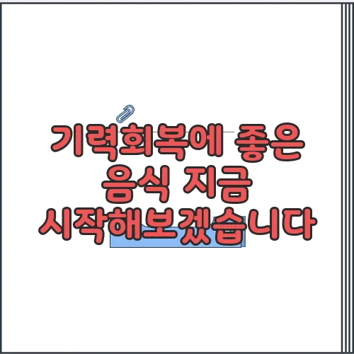 기력회복에 좋은 음식 지금 시작해보겠습니다