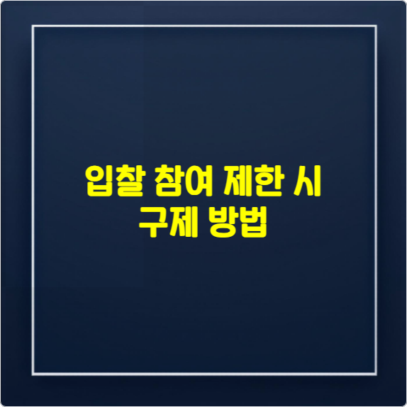 입찰 참여 제한 시 구제 방법