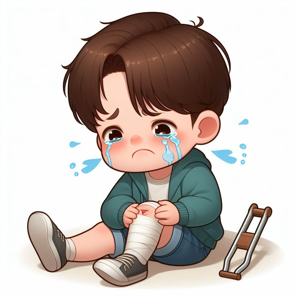 무릎 다쳐서 피나는 아이