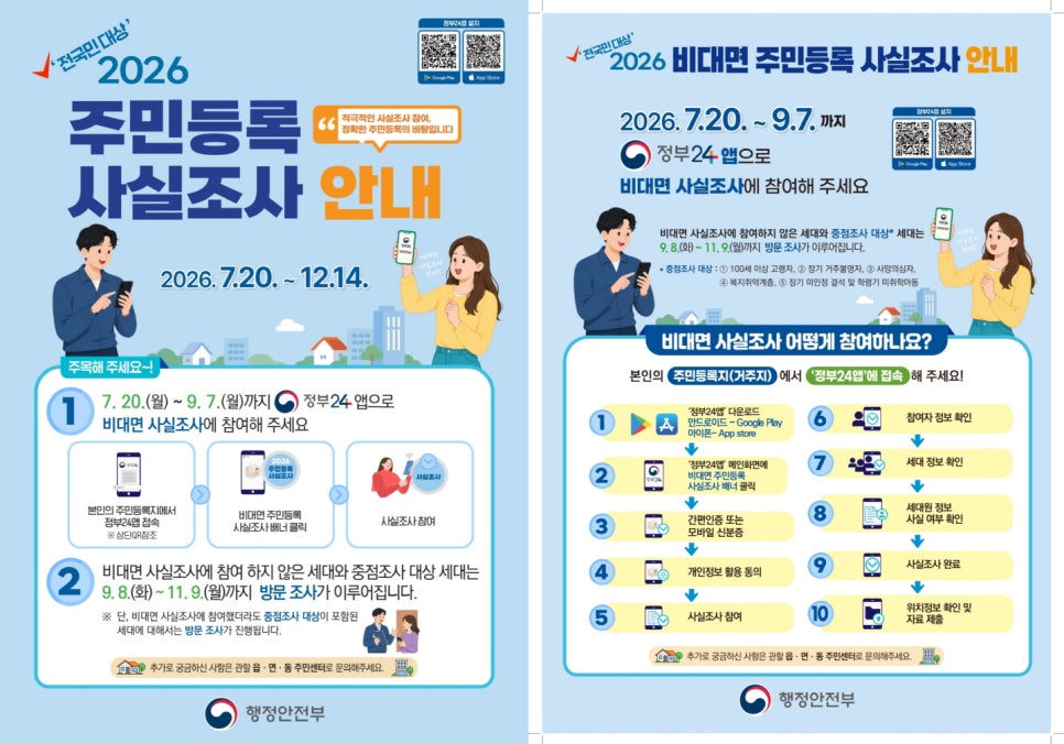 2026 주민등록 사실조사 기간 및 정부24 비대면 참여방법 총정리