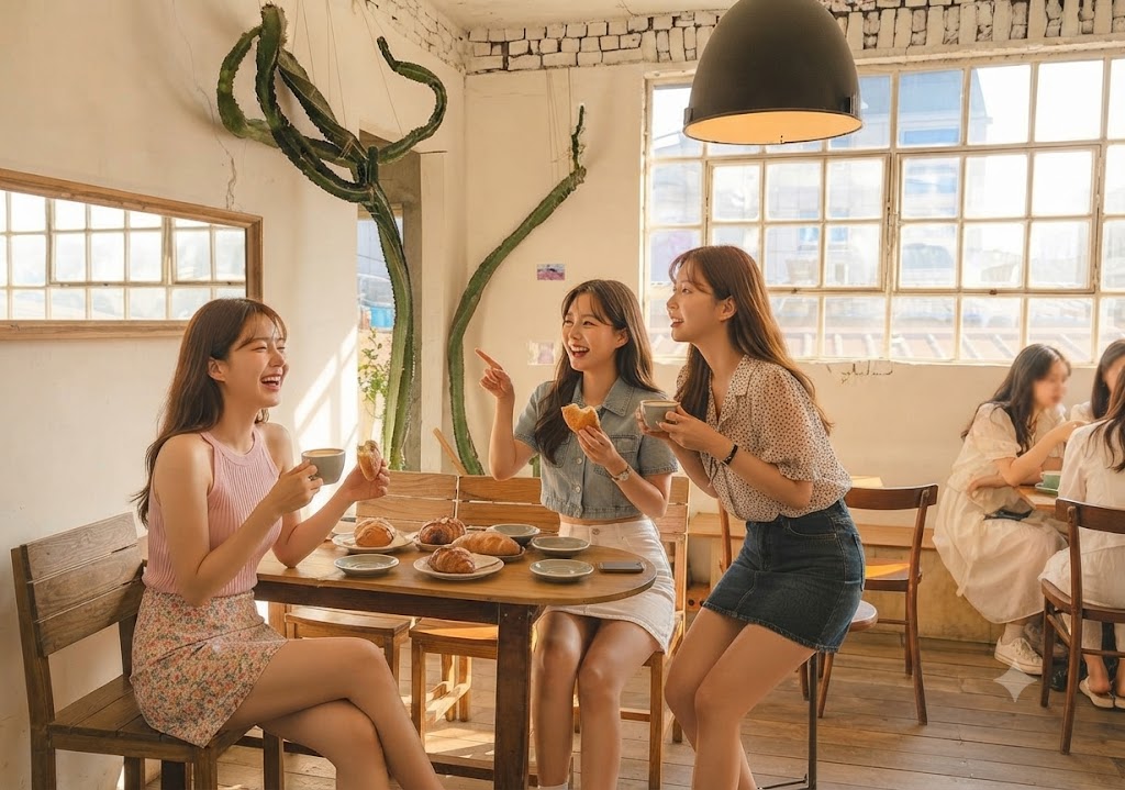문래동 구경도 하고 맛집에서 식사도 하는 등 즐거운 시간을 보내는 친구들