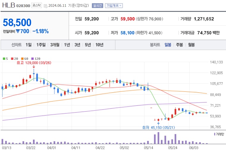 HLB 주가