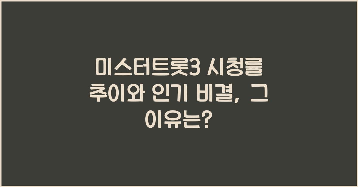 미스터트롯3 시청률 추이와 인기 비결