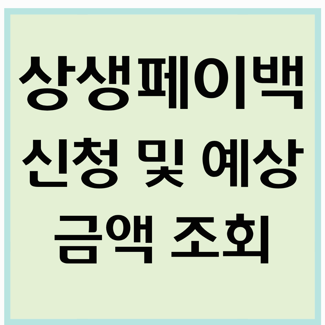 상생페이백 예상금액 조회 및 신청 방법 총정리